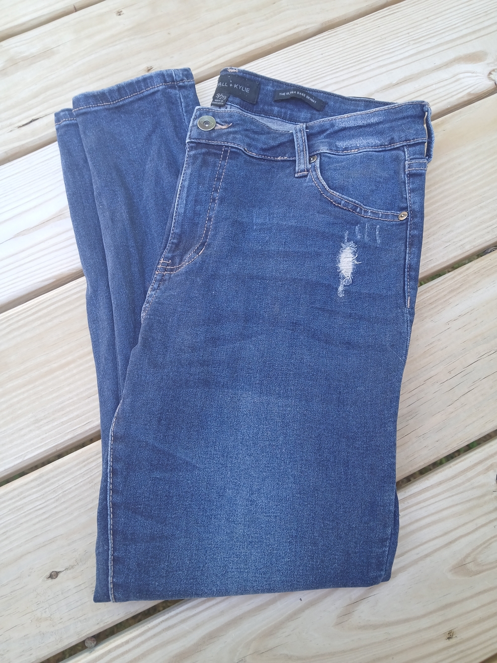 Kendall & Kylie Dark Blue Skinny Jeans with Distress